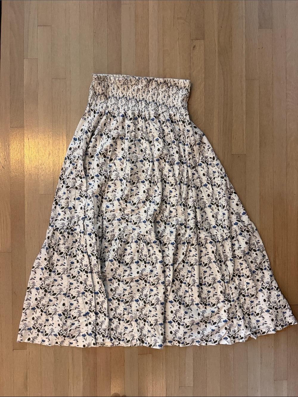 Nation LTD Cream Maxi Skirt with Blue Floral Print